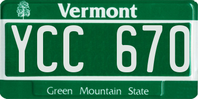 VT license plate YCC670