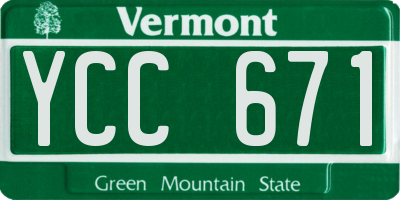 VT license plate YCC671