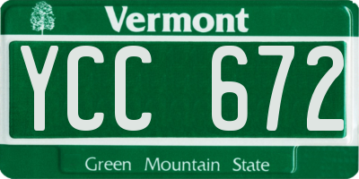 VT license plate YCC672