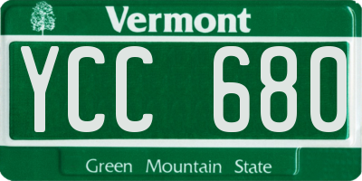 VT license plate YCC680