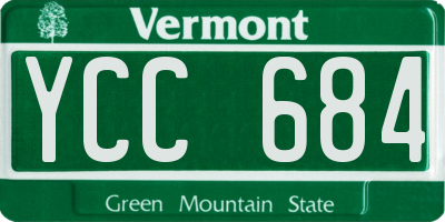 VT license plate YCC684