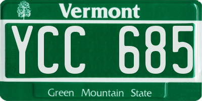 VT license plate YCC685
