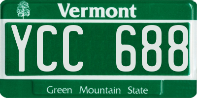VT license plate YCC688