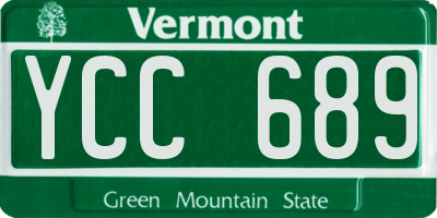 VT license plate YCC689