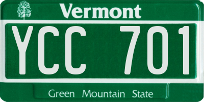 VT license plate YCC701