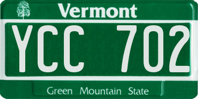 VT license plate YCC702