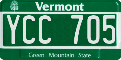 VT license plate YCC705