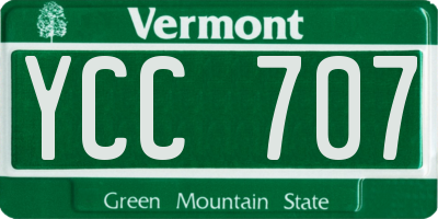 VT license plate YCC707