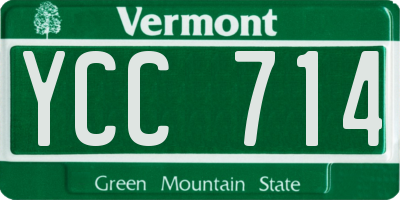 VT license plate YCC714