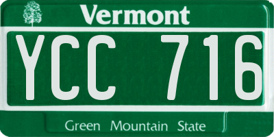 VT license plate YCC716
