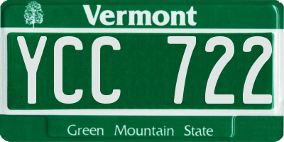 VT license plate YCC722