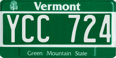 VT license plate YCC724