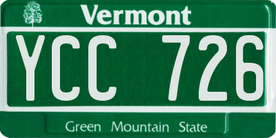 VT license plate YCC726