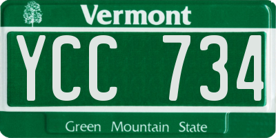 VT license plate YCC734