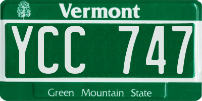 VT license plate YCC747