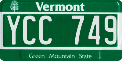 VT license plate YCC749