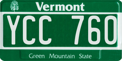 VT license plate YCC760