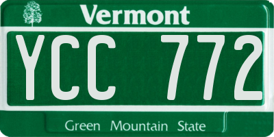 VT license plate YCC772