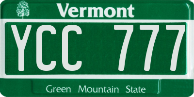 VT license plate YCC777