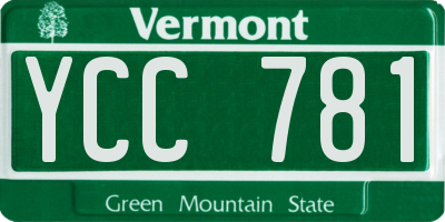 VT license plate YCC781