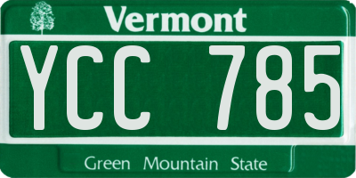 VT license plate YCC785