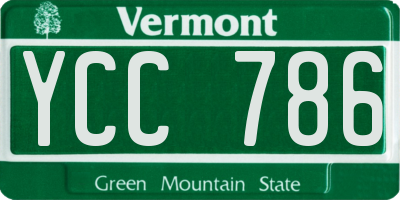 VT license plate YCC786