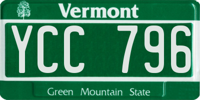 VT license plate YCC796