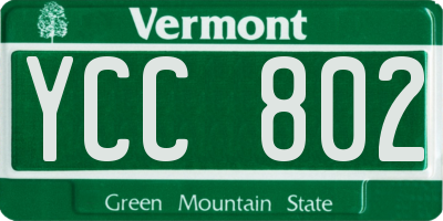 VT license plate YCC802