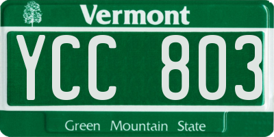 VT license plate YCC803