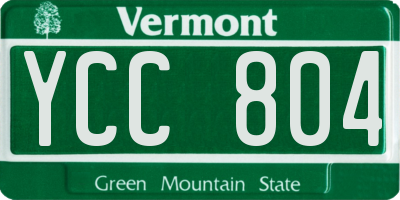 VT license plate YCC804