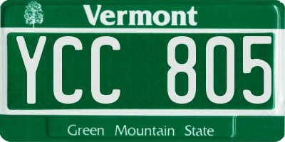 VT license plate YCC805