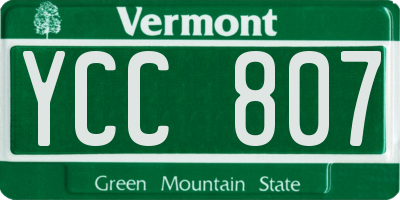 VT license plate YCC807