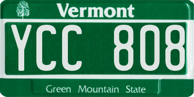 VT license plate YCC808