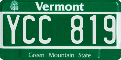 VT license plate YCC819
