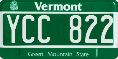 VT license plate YCC822