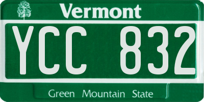 VT license plate YCC832
