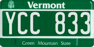 VT license plate YCC833