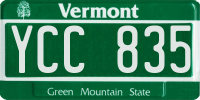 VT license plate YCC835