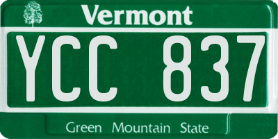 VT license plate YCC837