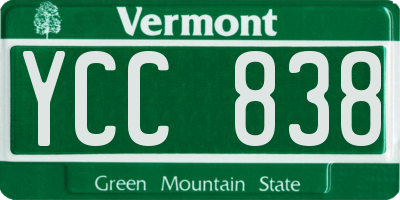 VT license plate YCC838