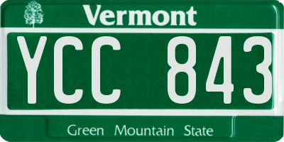 VT license plate YCC843