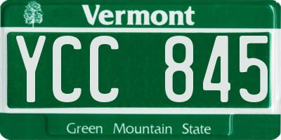 VT license plate YCC845