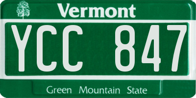VT license plate YCC847