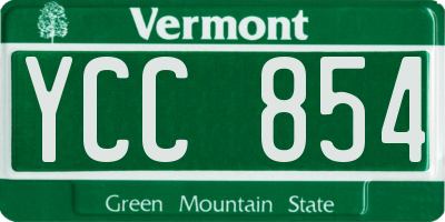 VT license plate YCC854