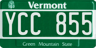 VT license plate YCC855