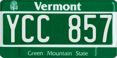 VT license plate YCC857