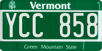 VT license plate YCC858