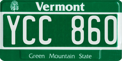 VT license plate YCC860