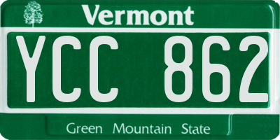 VT license plate YCC862