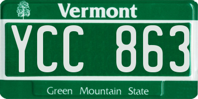 VT license plate YCC863